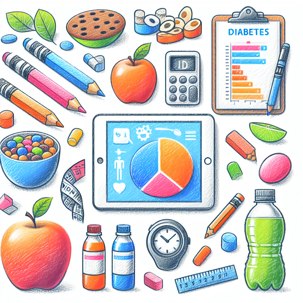 Pastelková ilustrace znázorňující téma: Diabetická dieta