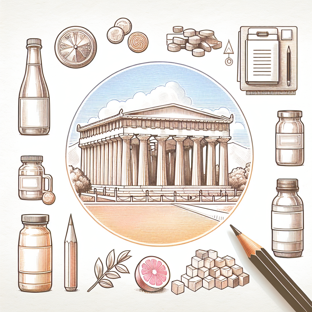 Pastelková ilustrace znázorňující téma: Antická architektura