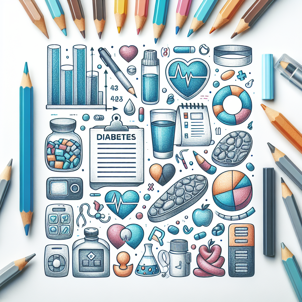 Pastelková ilustrace znázorňující téma: Diabetes