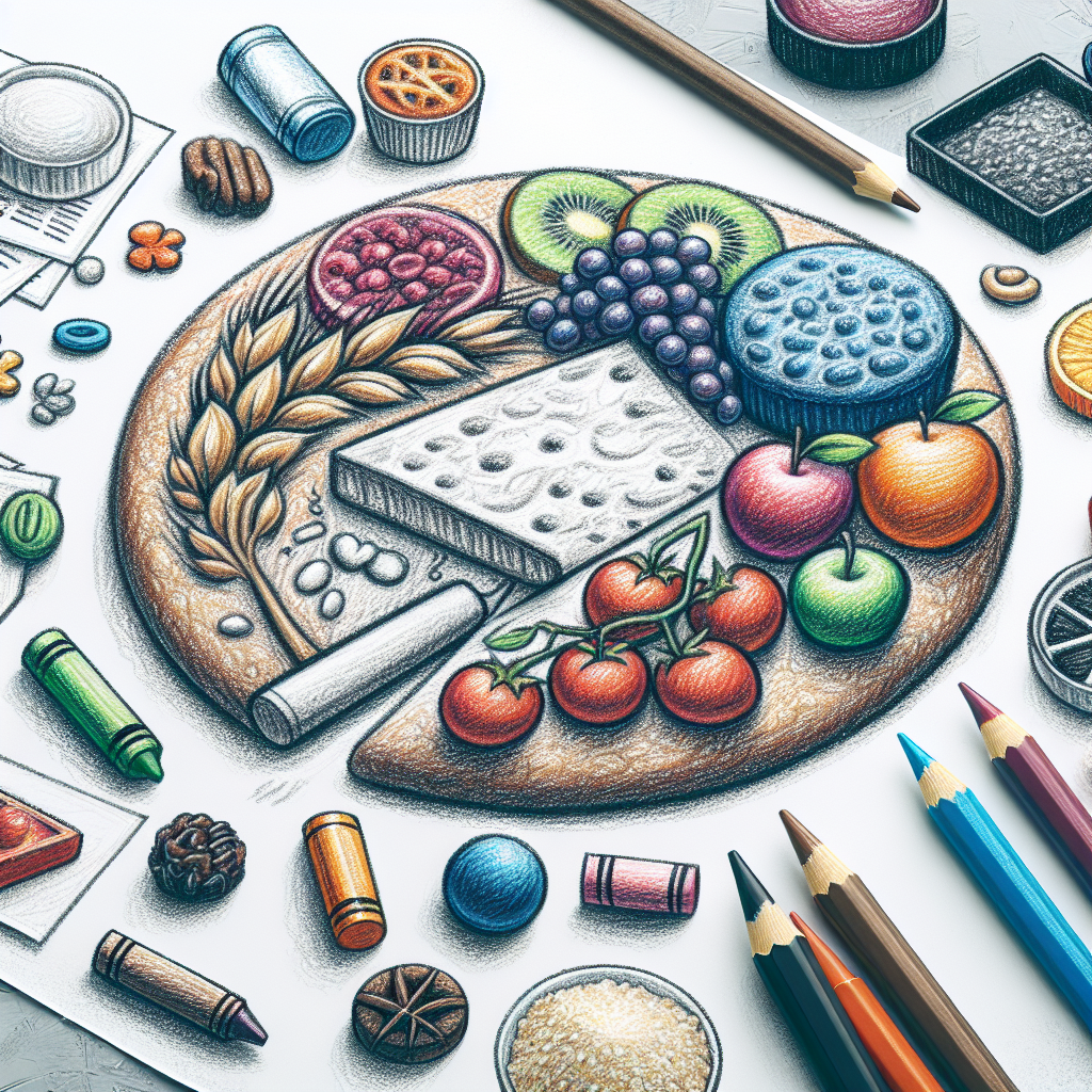 Pastelková ilustrace znázorňující téma: Stravování a dieta