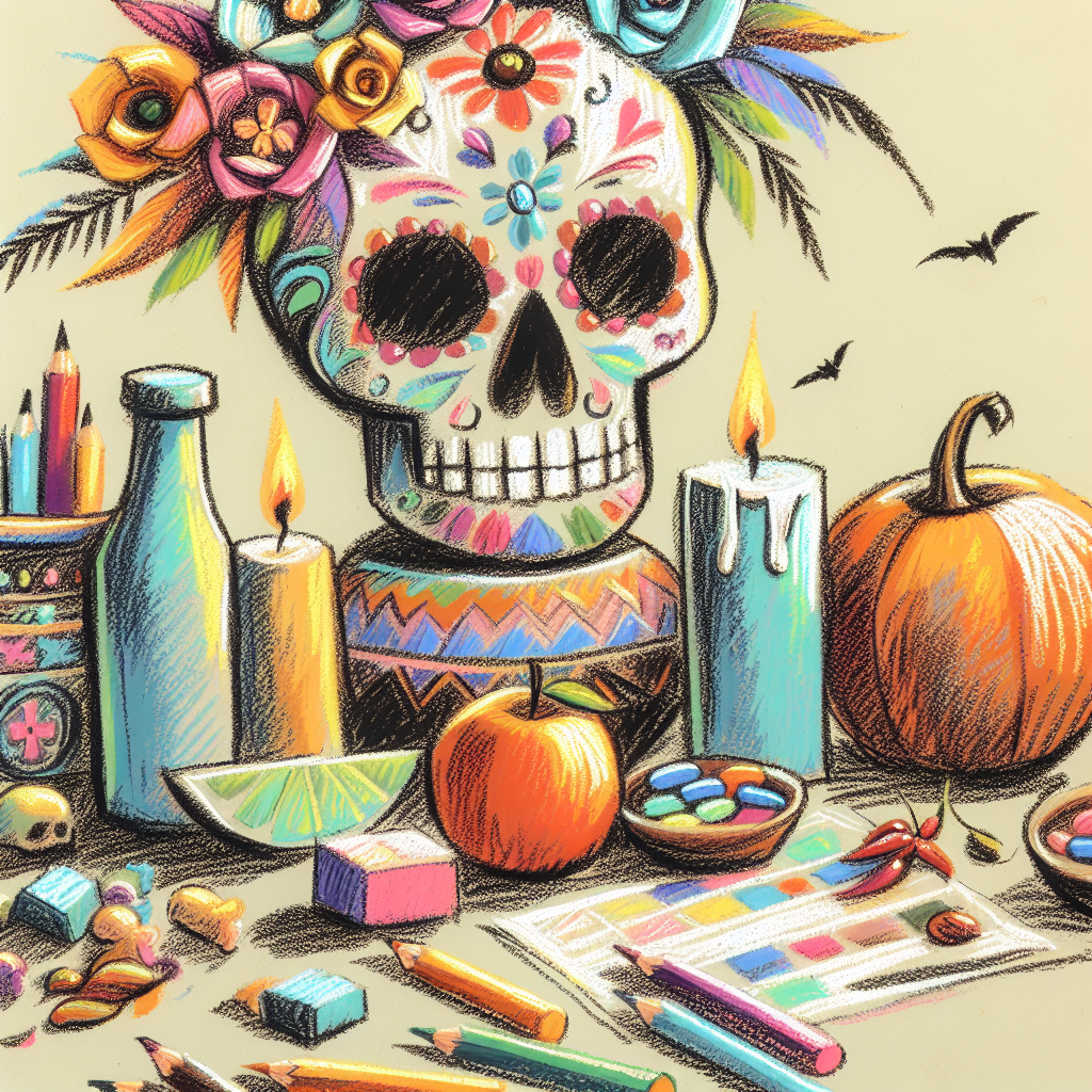 Pastelková ilustrace znázorňující téma: Kultura