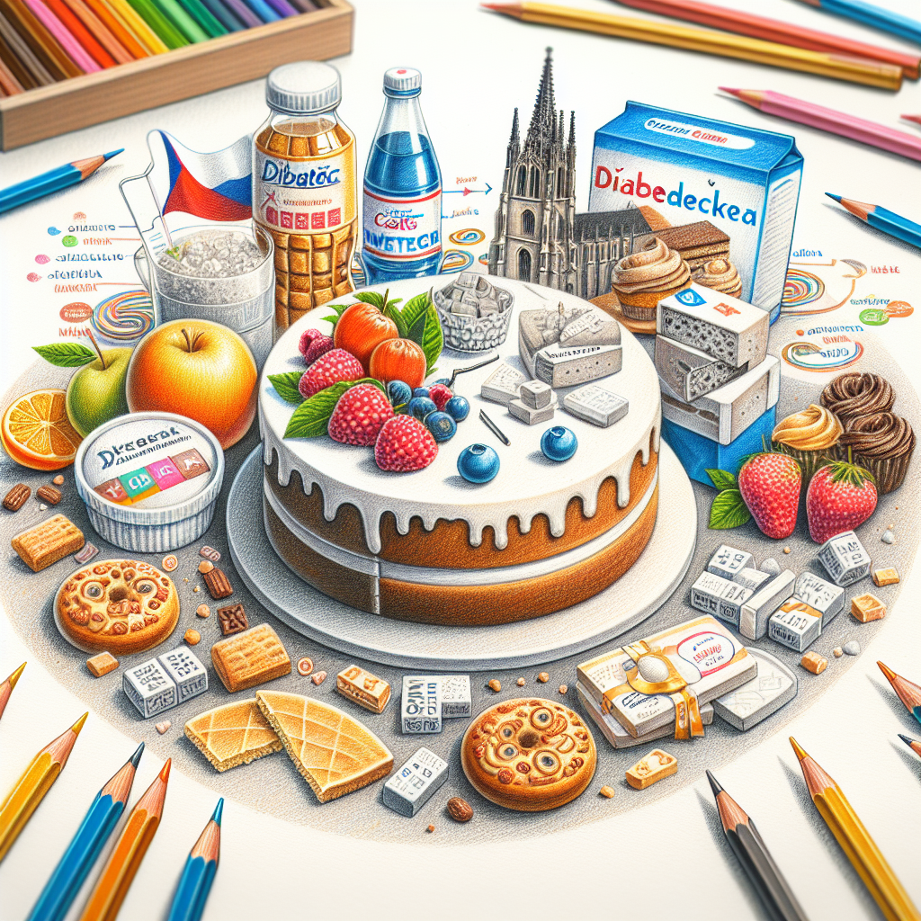 Pastelková ilustrace znázorňující téma: Diabetická výživa