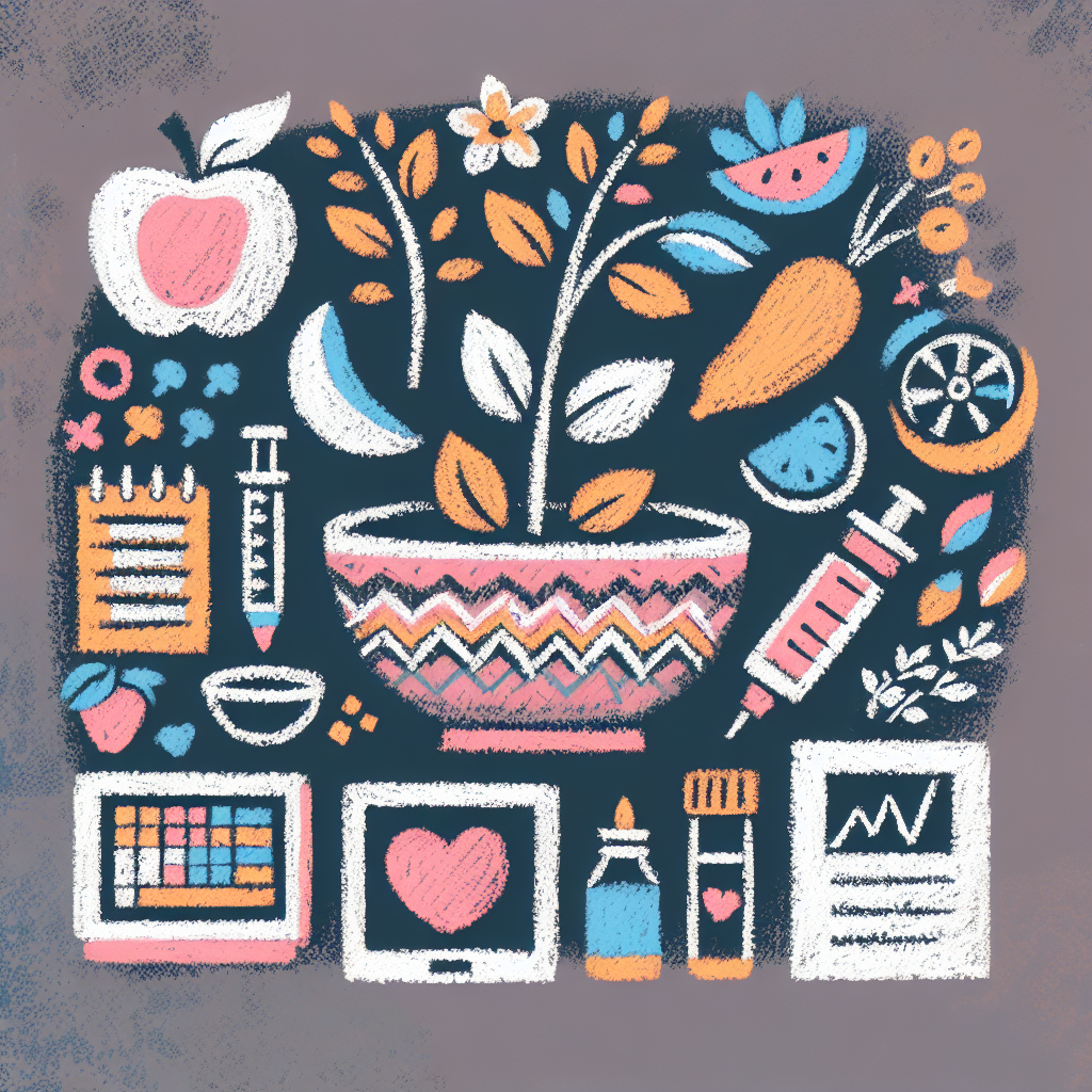 Pastelková ilustrace znázorňující téma: Diabetes