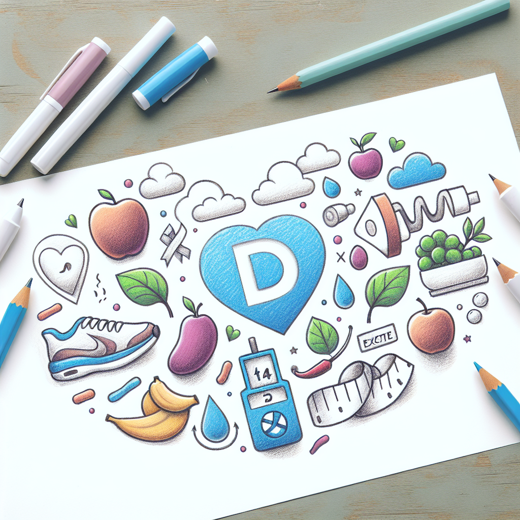 Pastelková ilustrace znázorňující téma: Diabetes