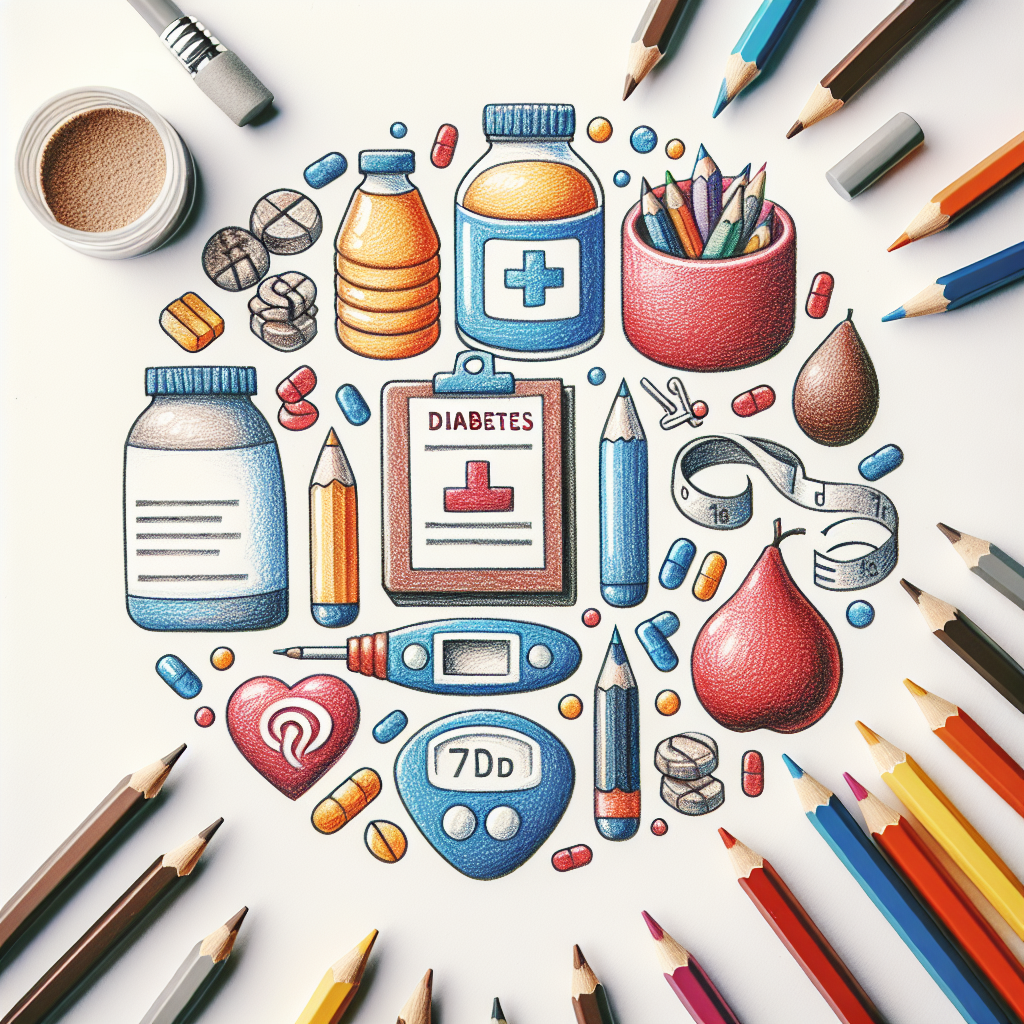 Pastelková ilustrace znázorňující téma: Diabetes