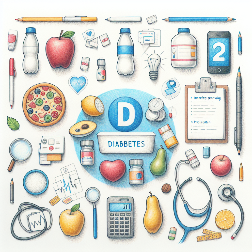 Pastelková ilustrace znázorňující téma: Diabetes
