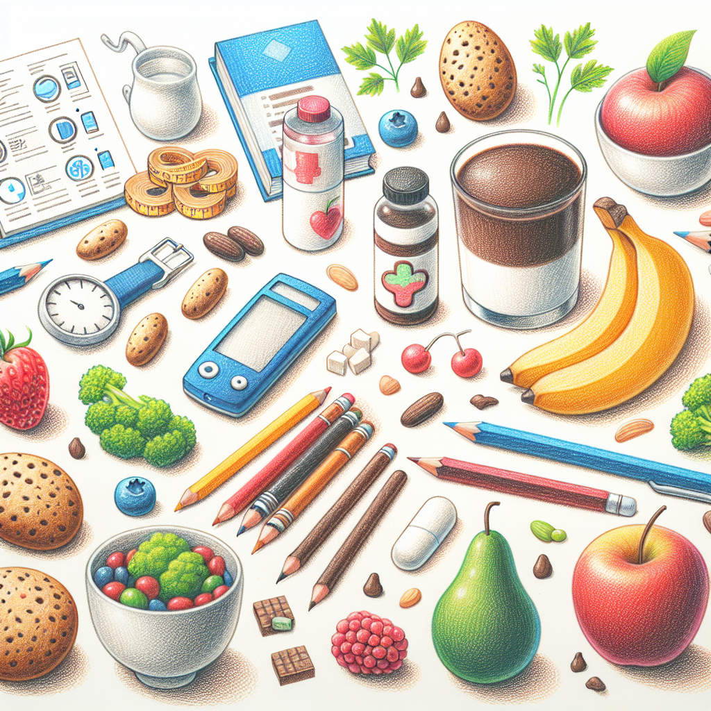 Pastelková ilustrace znázorňující téma: Diabetická výživa