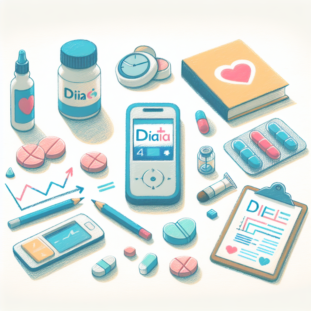 Pastelková ilustrace znázorňující téma: Diabetes a léčba