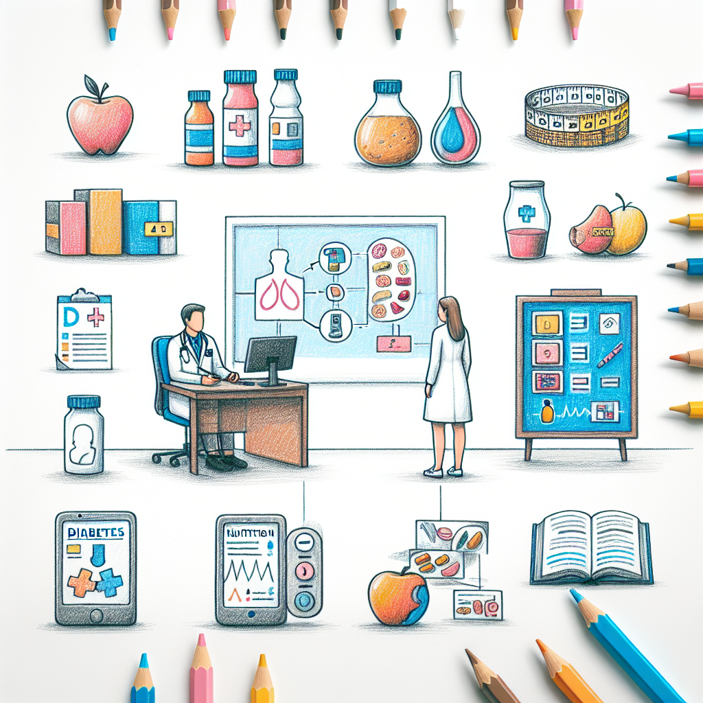 Pastelková ilustrace znázorňující téma: Diabetologie