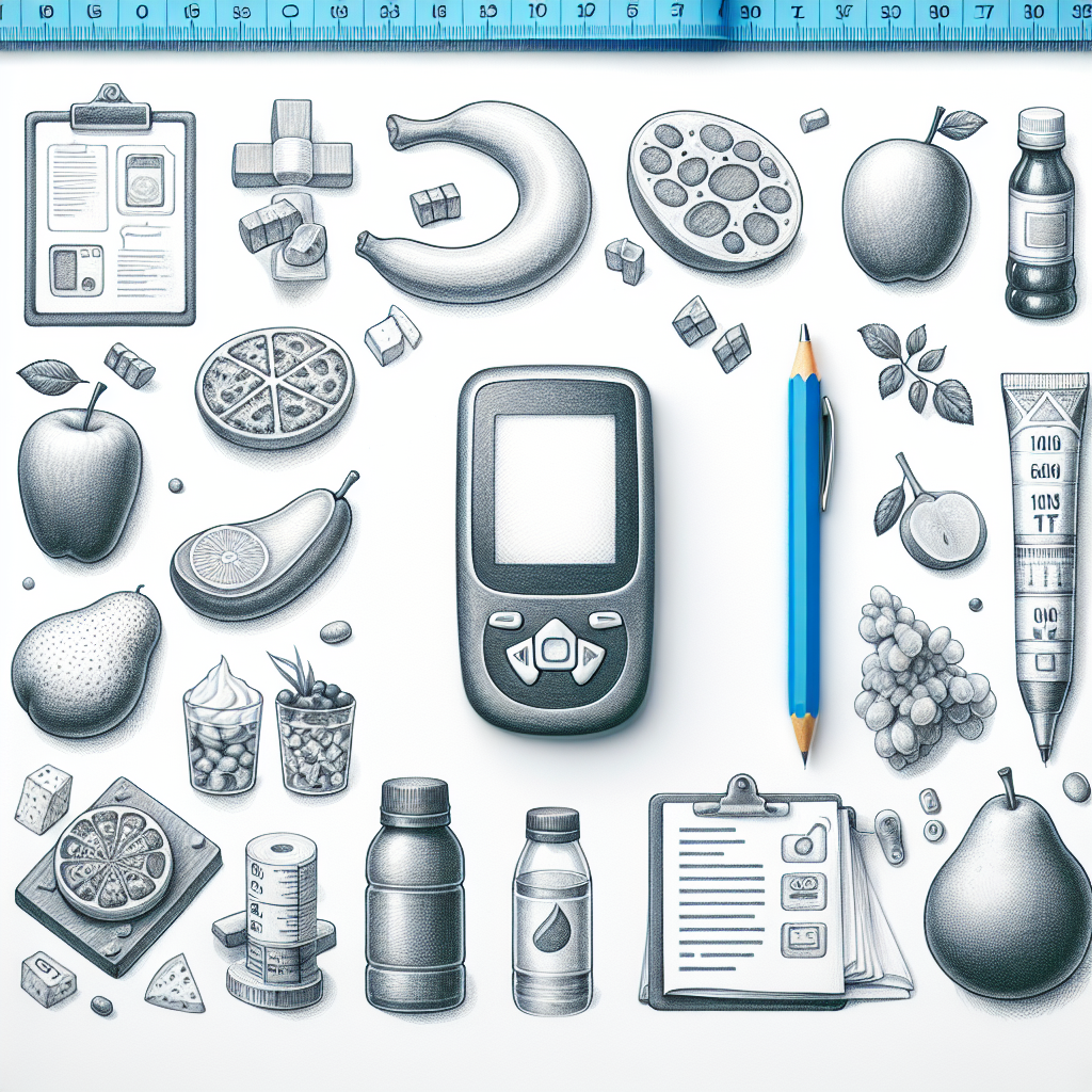 Pastelková ilustrace znázorňující téma: Diabetes a stravování