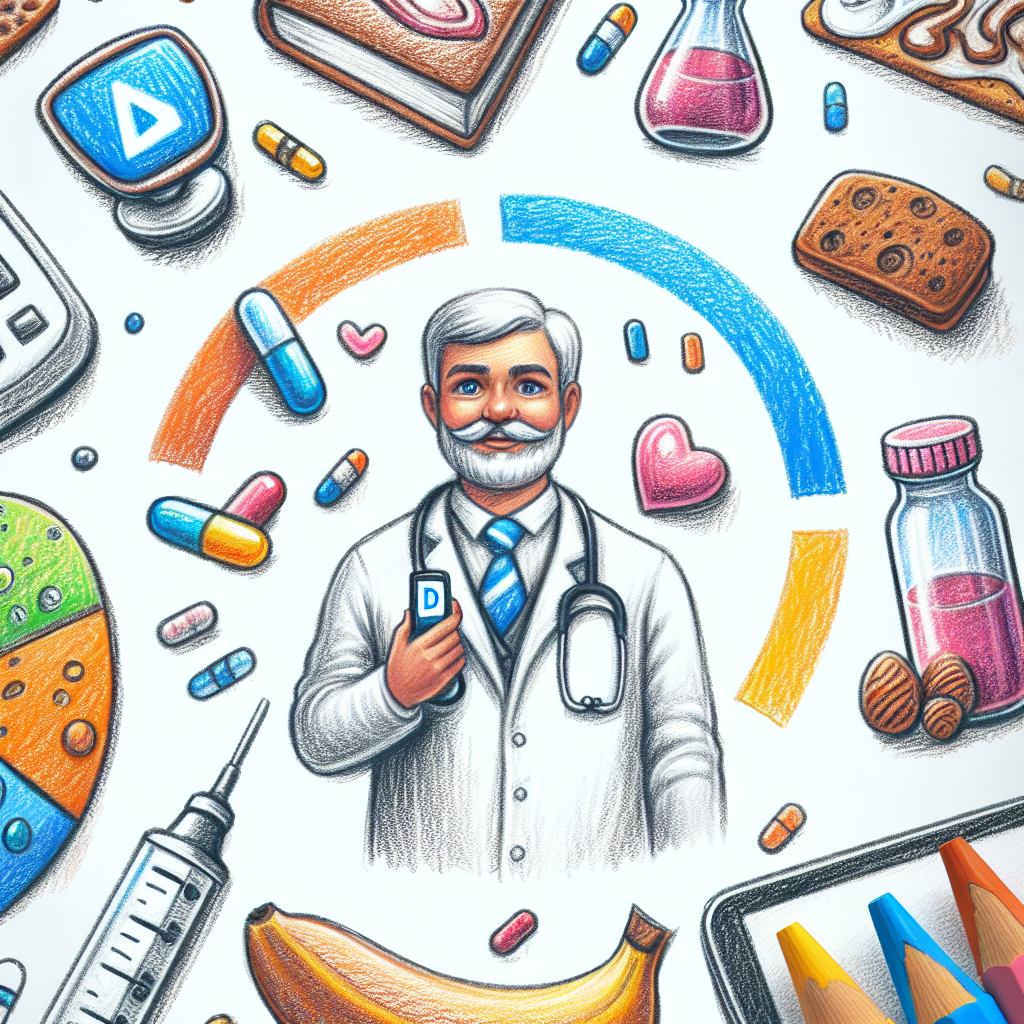 Pastelková ilustrace znázorňující téma: Diabetologie
