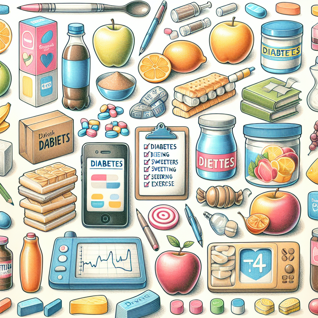 Pastelková ilustrace znázorňující téma: Diabetická dieta