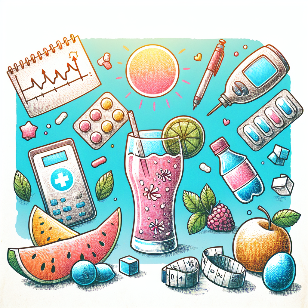 Pastelková ilustrace znázorňující téma: Diabetes a výživa