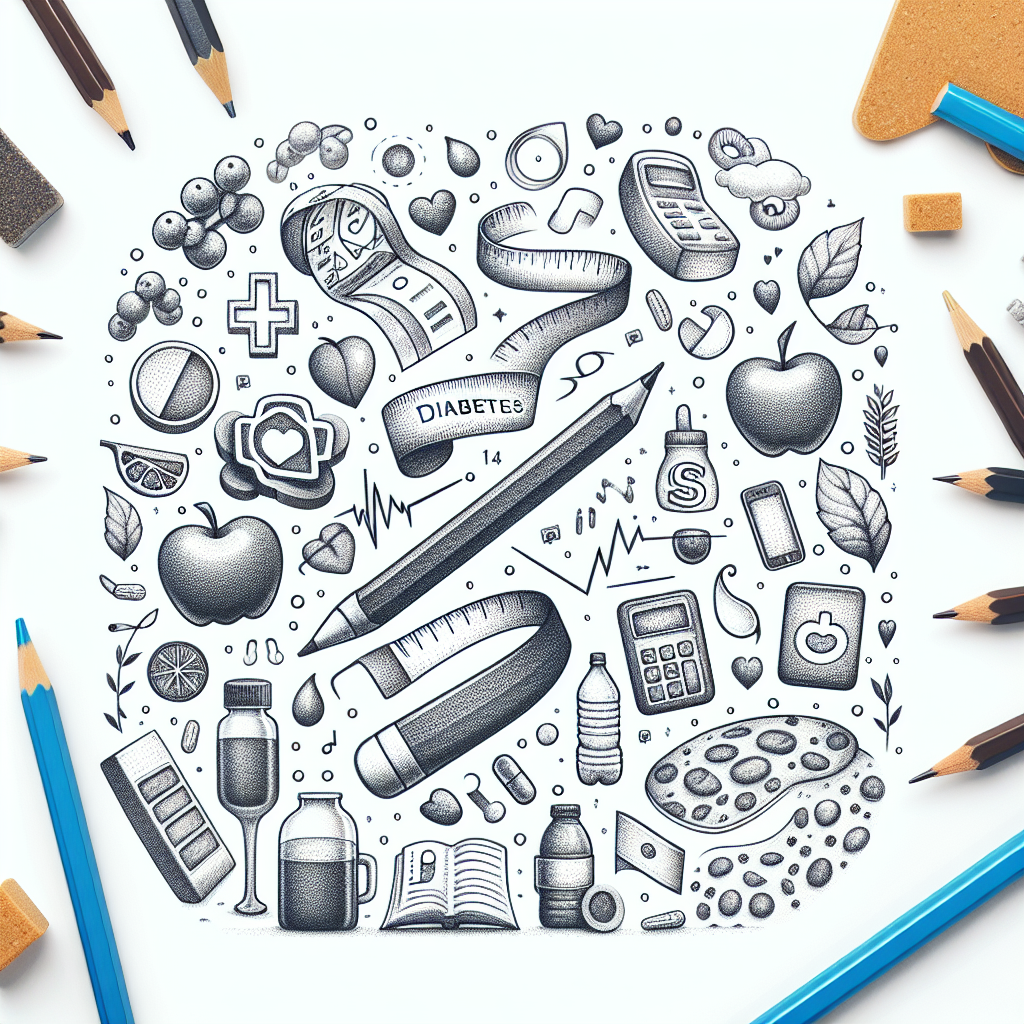 Pastelková ilustrace znázorňující téma: Diabetes