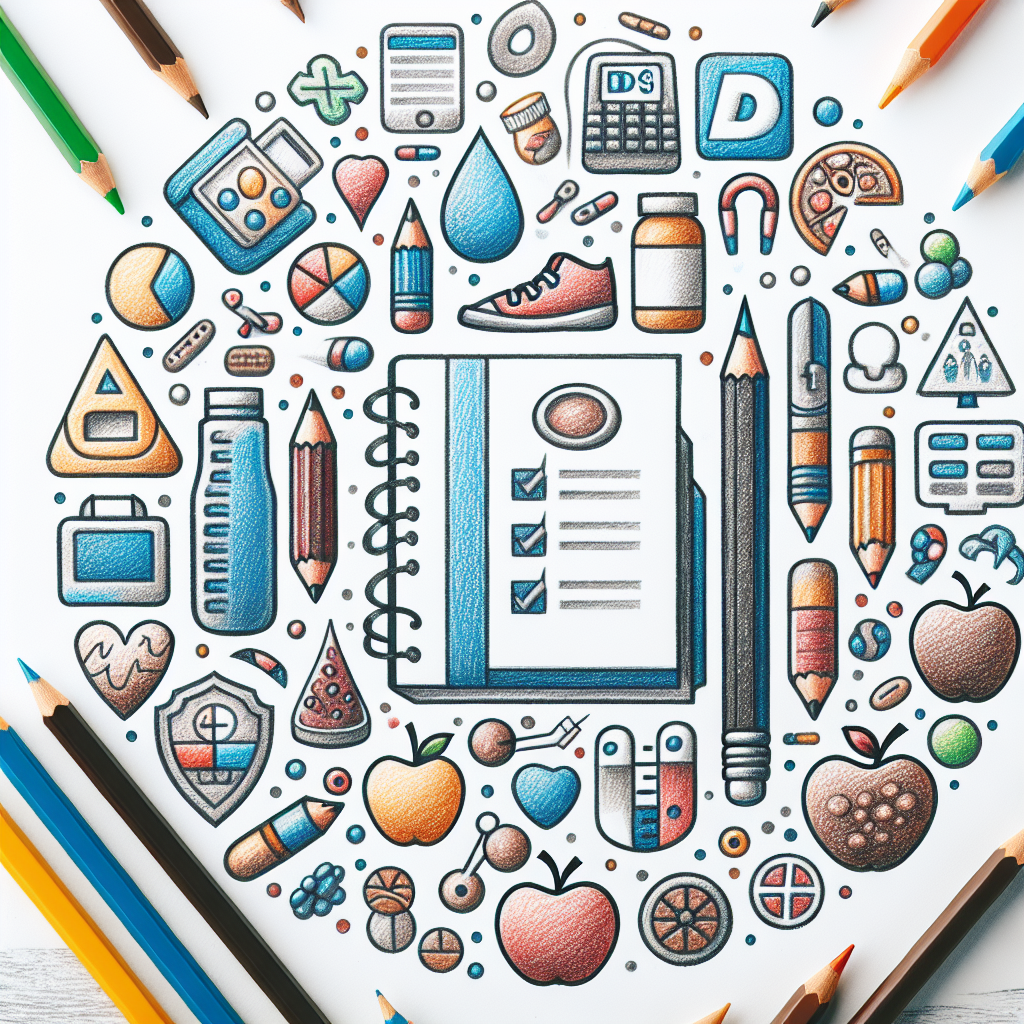 Pastelková ilustrace znázorňující téma: Zdraví a výživa