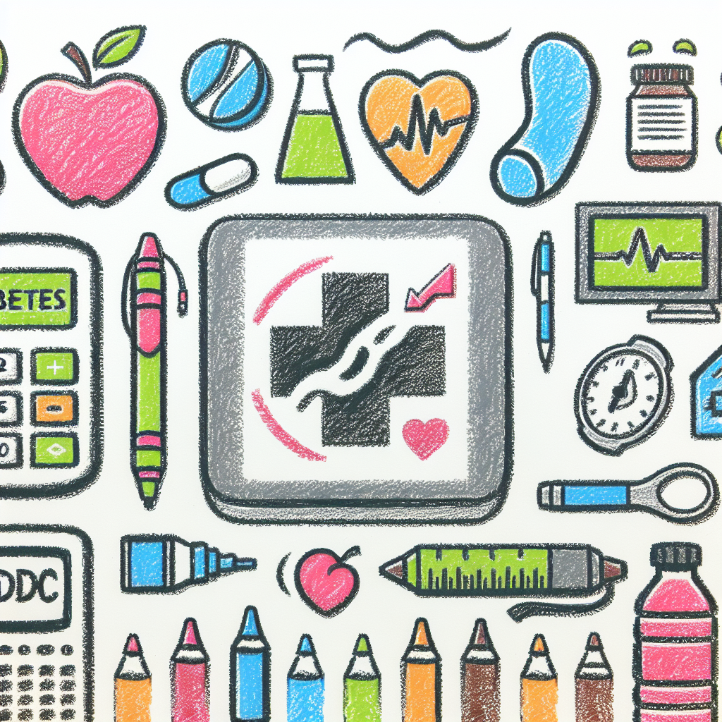 Pastelková ilustrace znázorňující téma: Diabetes