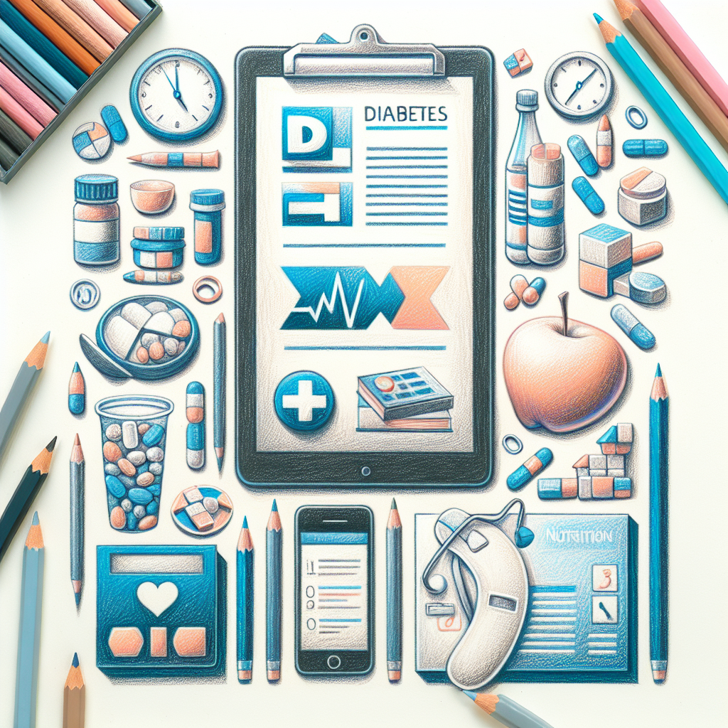 Pastelková ilustrace znázorňující téma: Diabetes a výživa