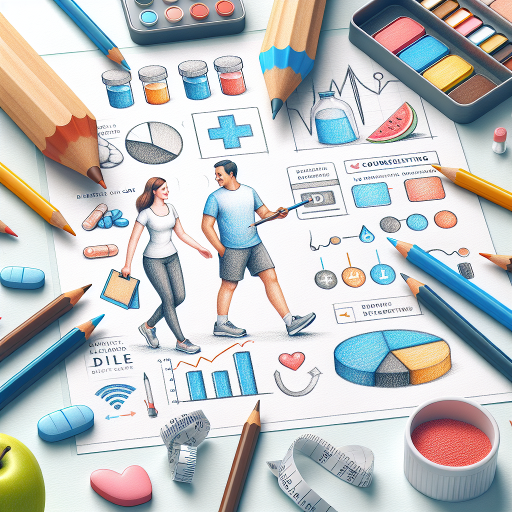 Pastelková ilustrace znázorňující téma: Diabetologie