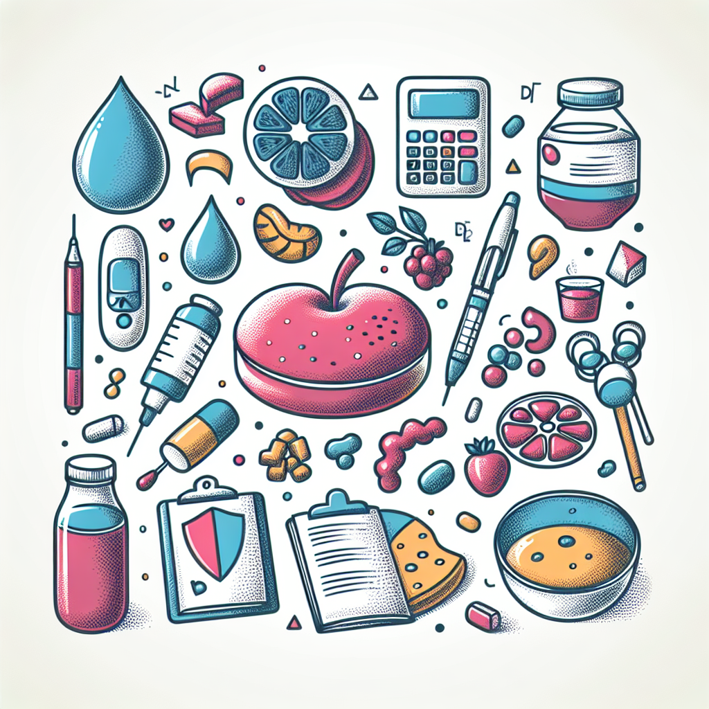 Pastelková ilustrace znázorňující téma: Diabetická výživa