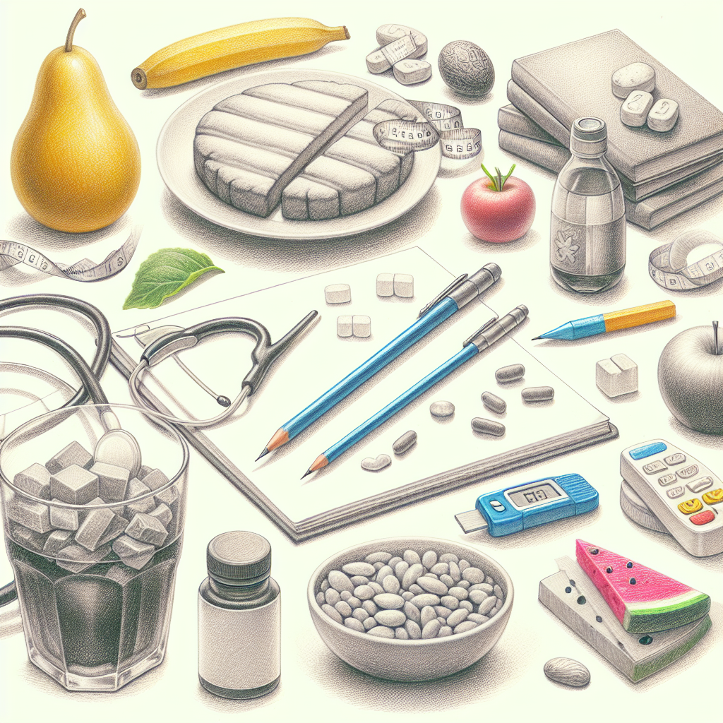 Pastelková ilustrace znázorňující téma: Cukrovka a výživa