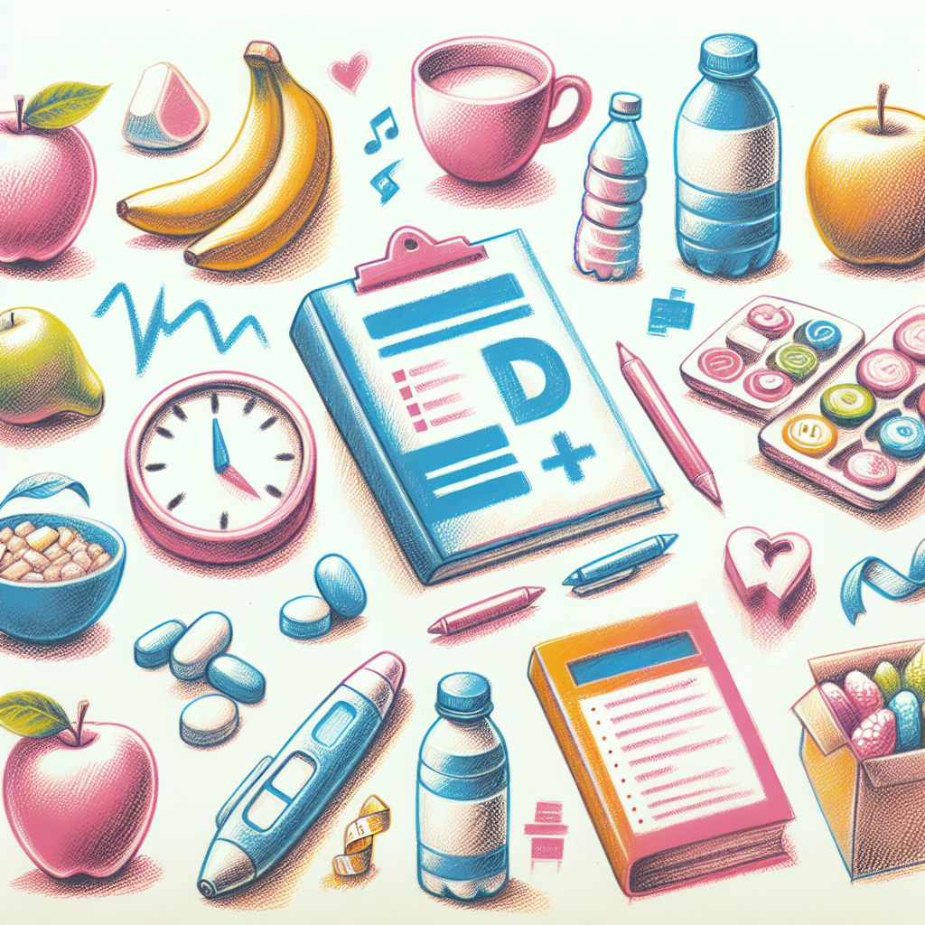 Pastelková ilustrace znázorňující téma: Diabetes a výživa