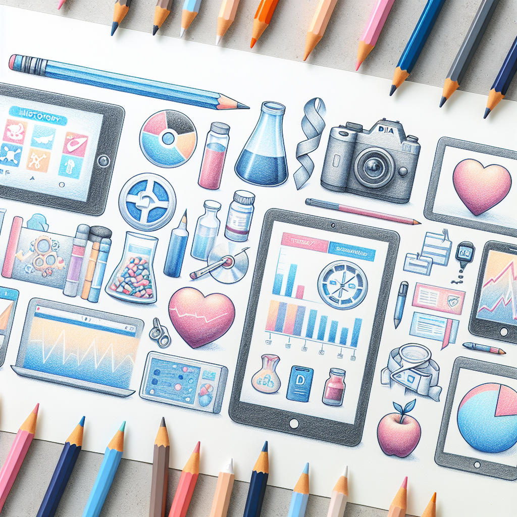 Pastelková ilustrace znázorňující téma: Prezentace a technologie