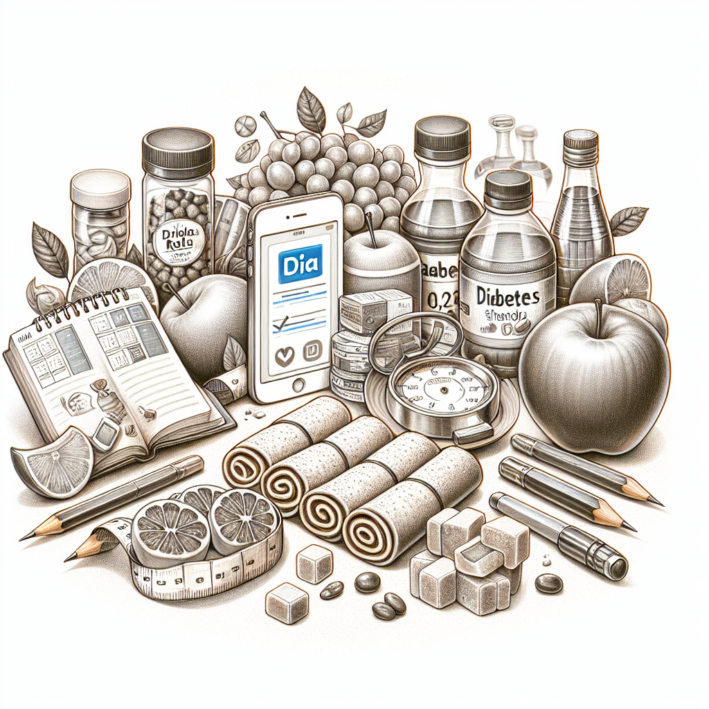 Pastelková ilustrace znázorňující téma: Diabetes a výživa