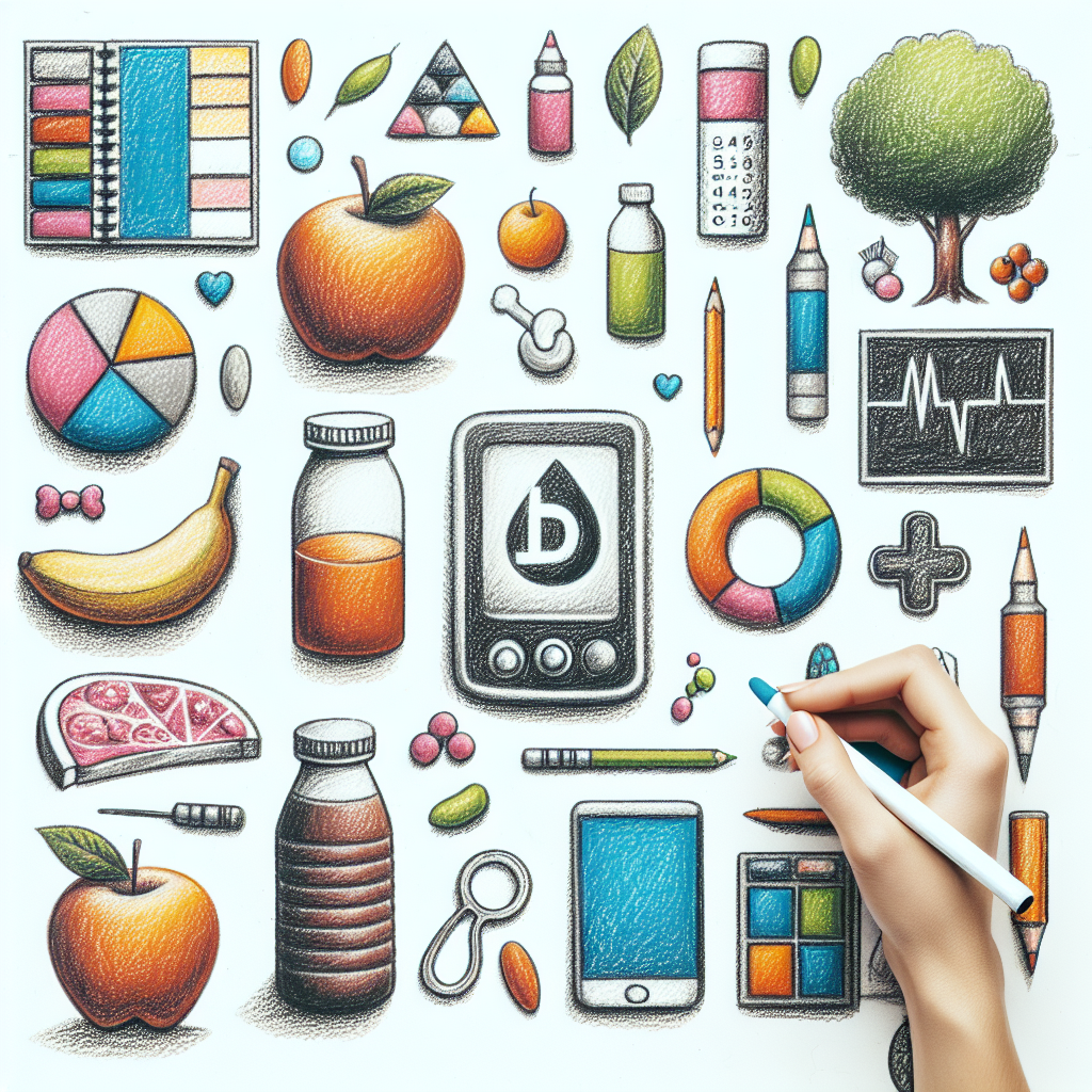 Pastelková ilustrace znázorňující téma: Diabetes