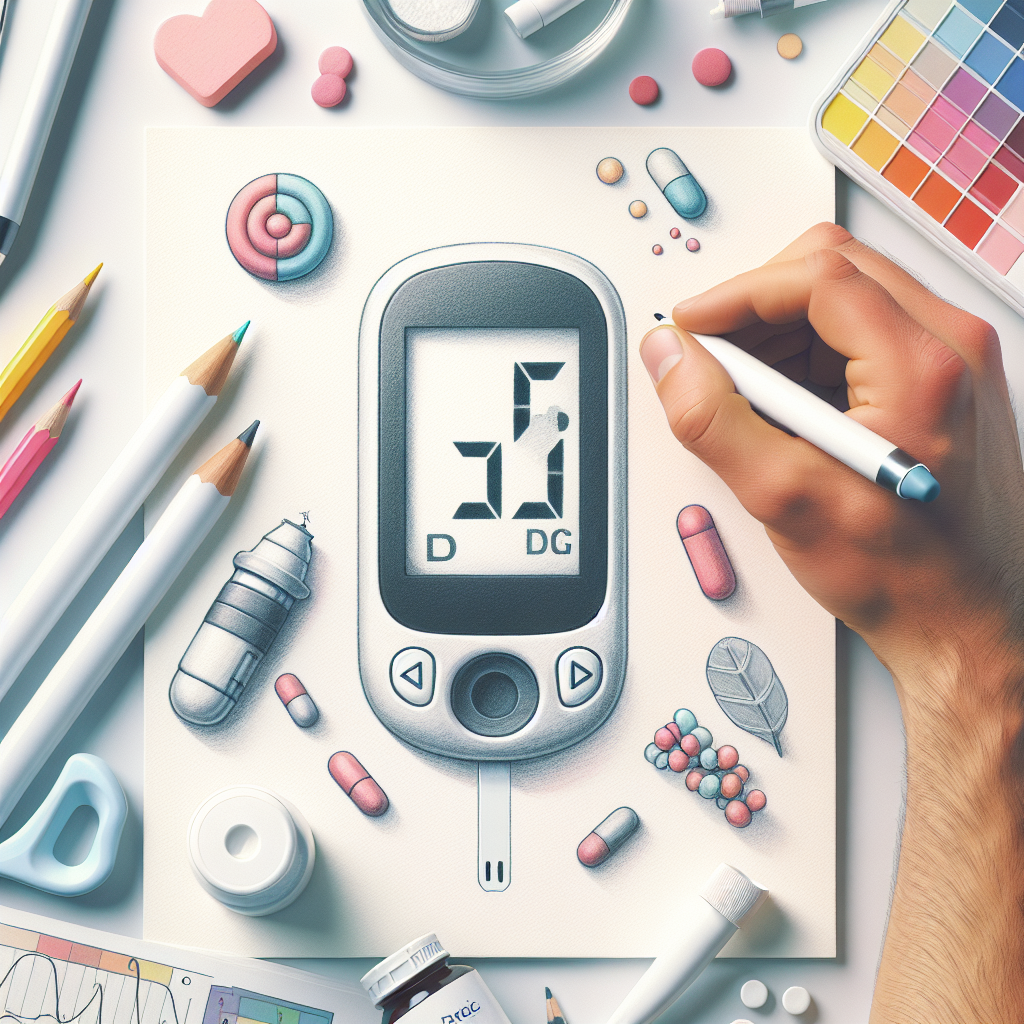 Pastelková ilustrace znázorňující téma: Diabetes