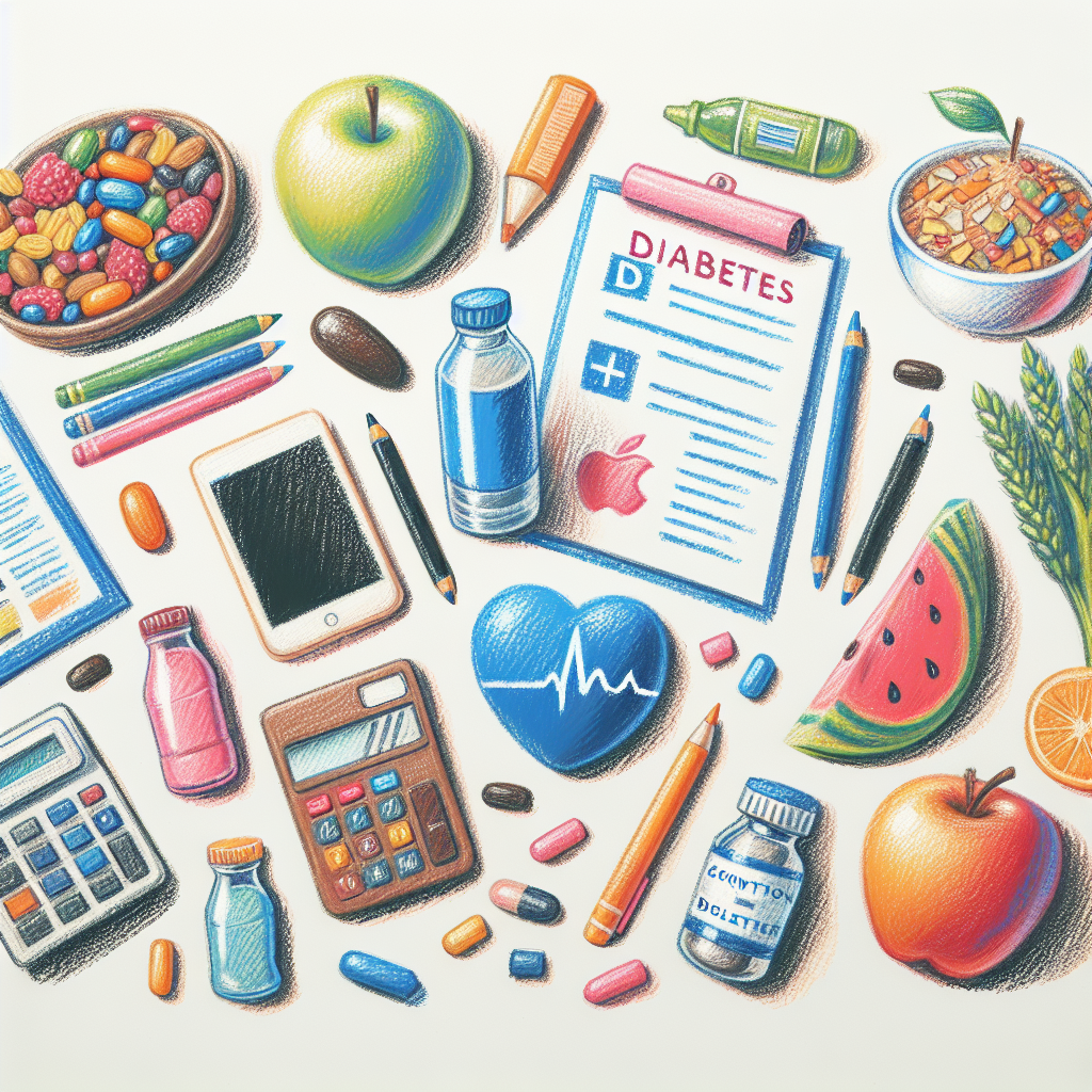 Pastelková ilustrace znázorňující téma: Diabetes