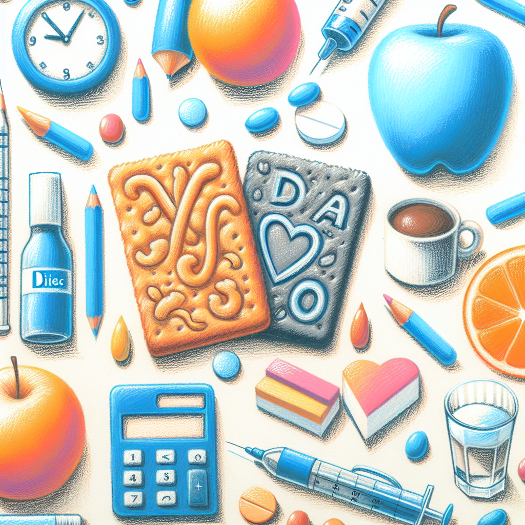Pastelková ilustrace znázorňující téma: Diabetická strava