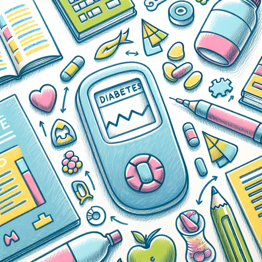 Pastelková ilustrace znázorňující téma: Diabetes
