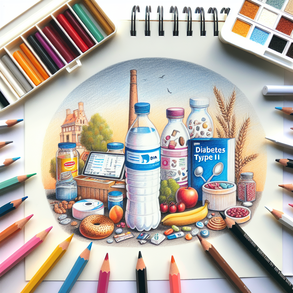Pastelková ilustrace znázorňující téma: Diabetes