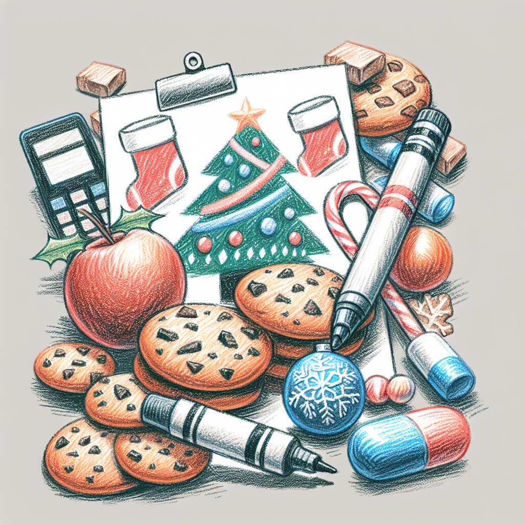 Pastelková ilustrace znázorňující téma: Vánoční cukroví