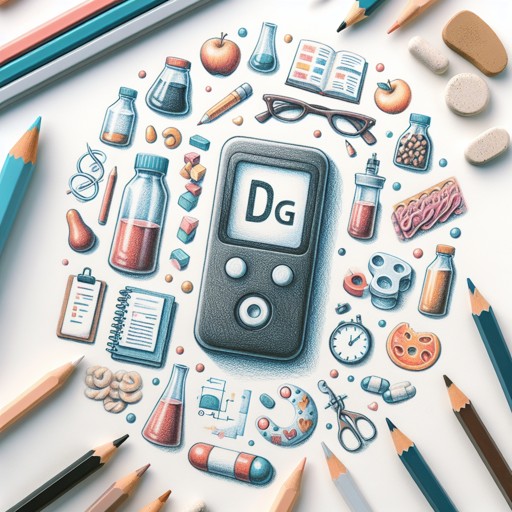 Pastelková ilustrace znázorňující téma: Diabetes