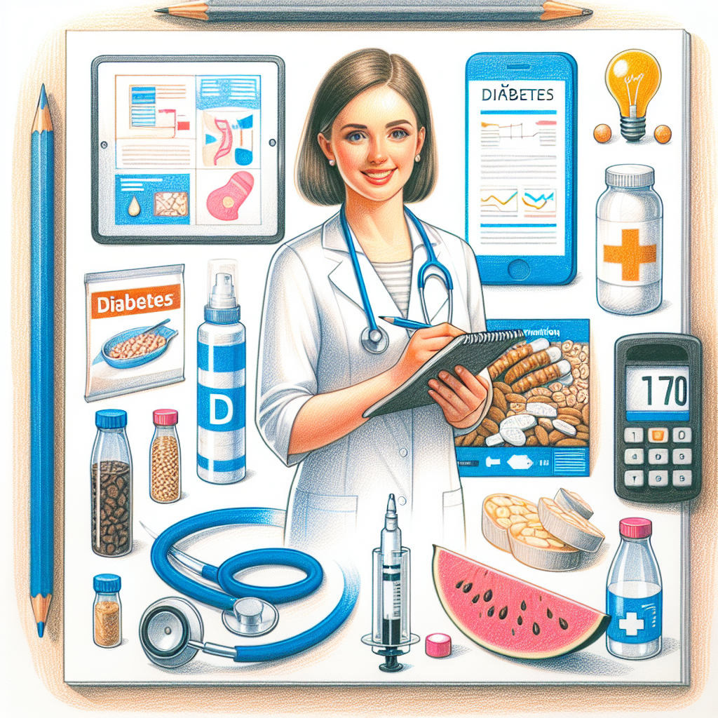Pastelková ilustrace znázorňující téma: Diabetologie