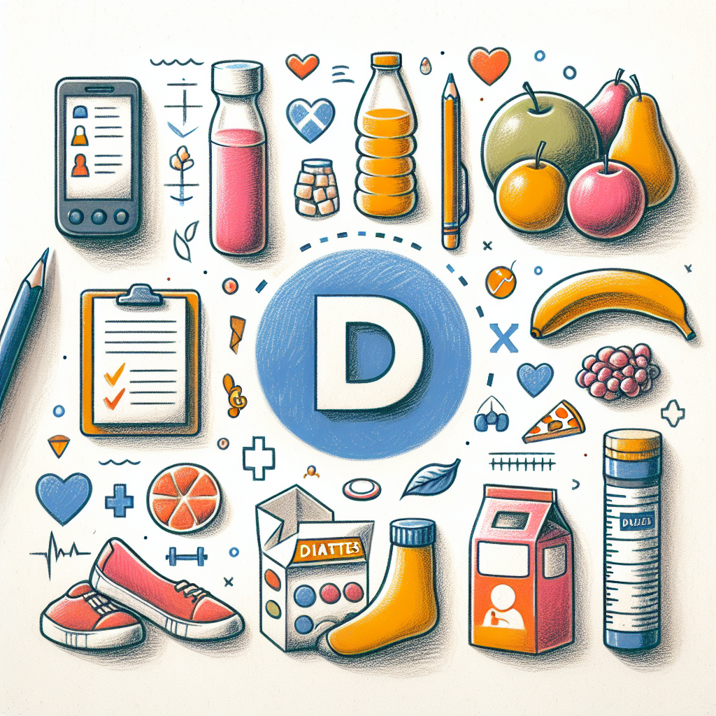 Pastelková ilustrace znázorňující téma: Diabetes a výživa