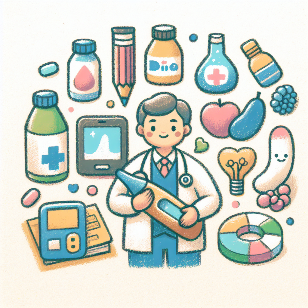 Pastelková ilustrace znázorňující téma: Diabetes