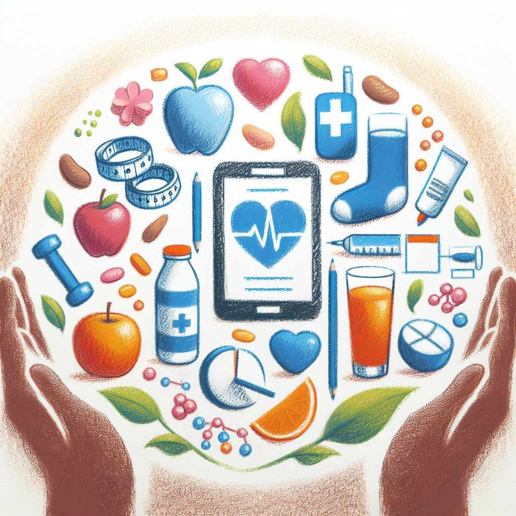 Pastelková ilustrace znázorňující téma: Diabetes