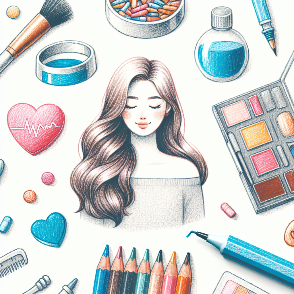 Pastelková ilustrace znázorňující téma: Vlasová kosmetika
