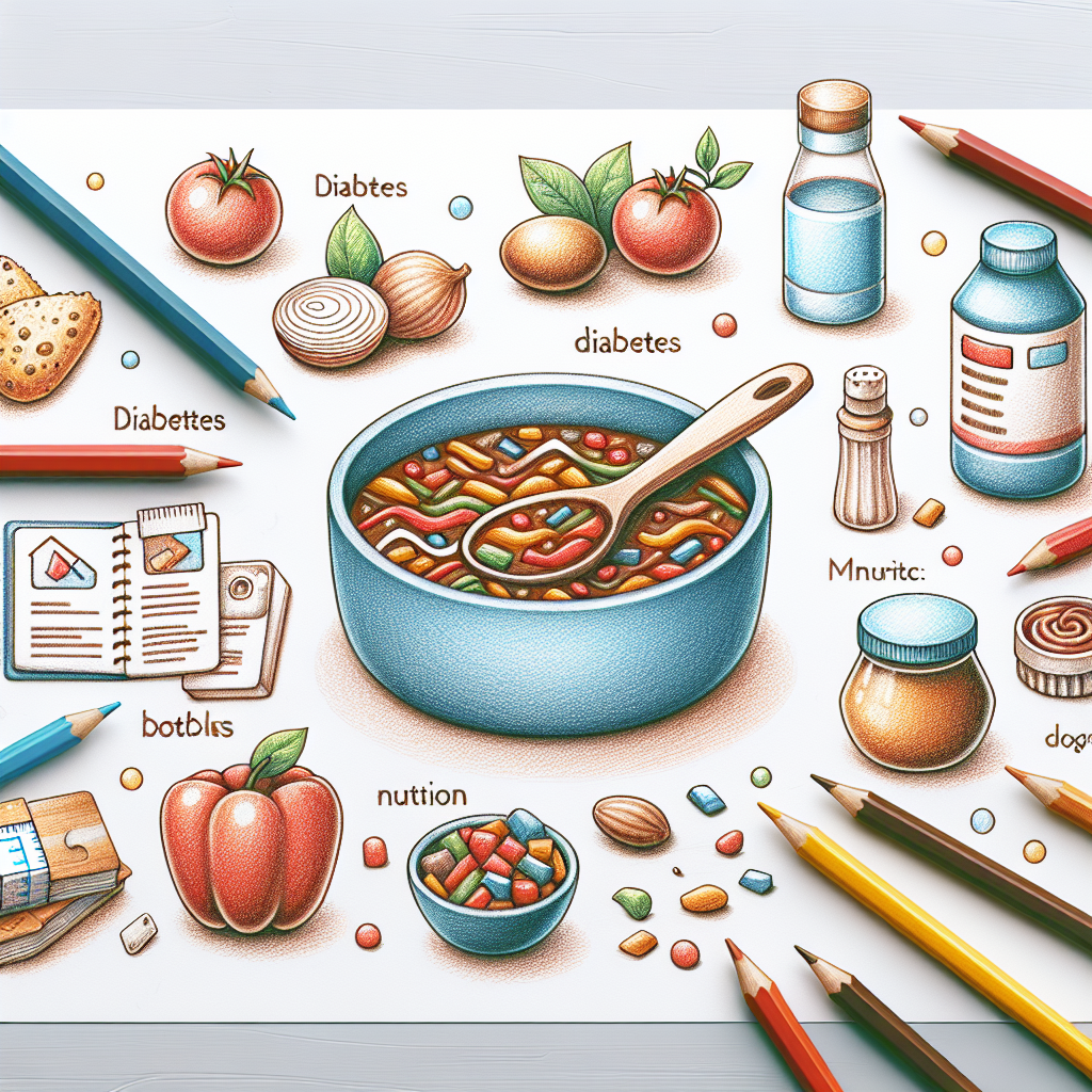 Pastelková ilustrace znázorňující téma: Diabetická výživa