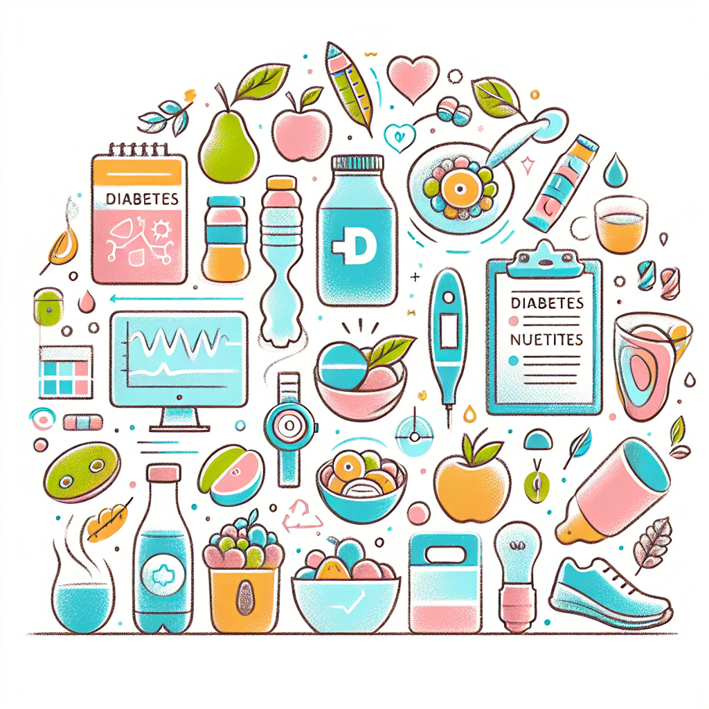 Pastelková ilustrace znázorňující téma: Diabetes a strava