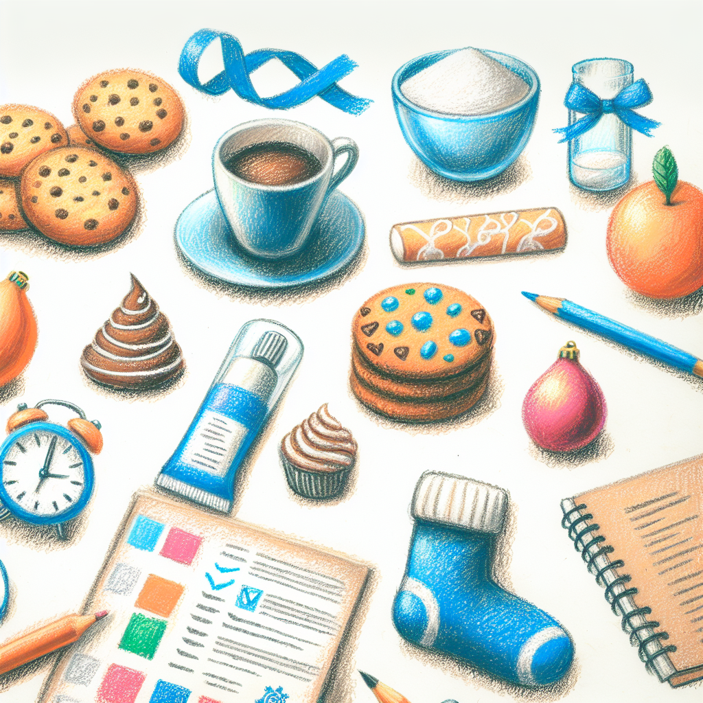 Pastelková ilustrace znázorňující téma: Vánoční cukroví