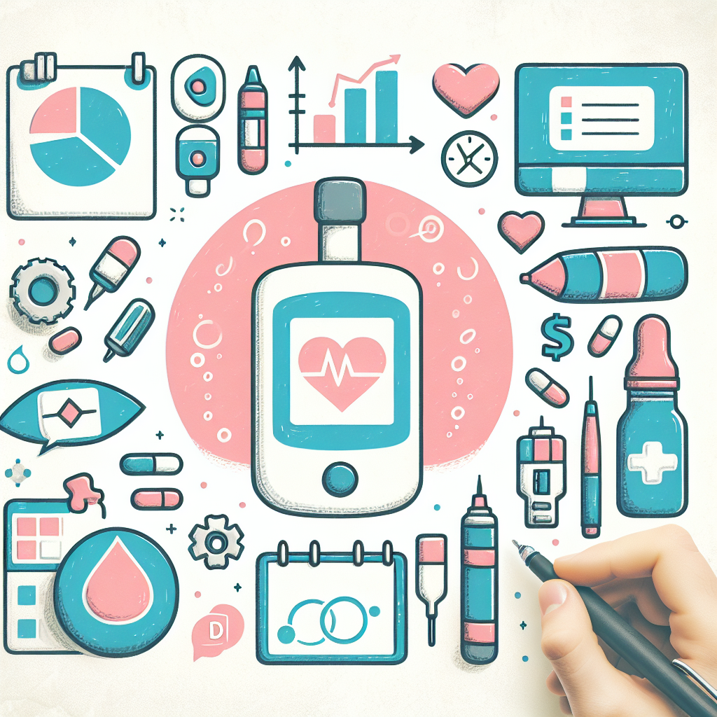 Pastelková ilustrace znázorňující téma: Diabetes