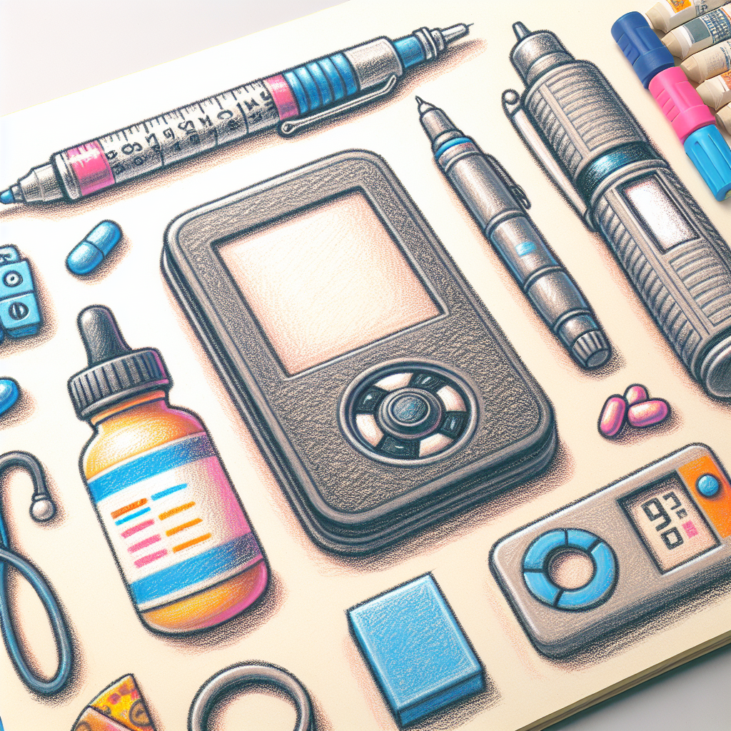 Pastelková ilustrace znázorňující téma: Diabetická péče