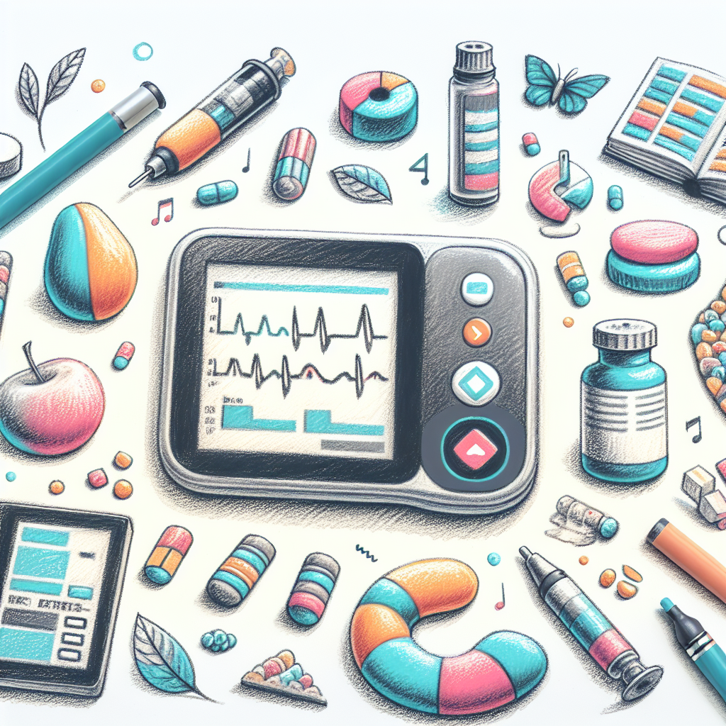 Pastelková ilustrace znázorňující téma: Diabetes a inzulinové pumpy