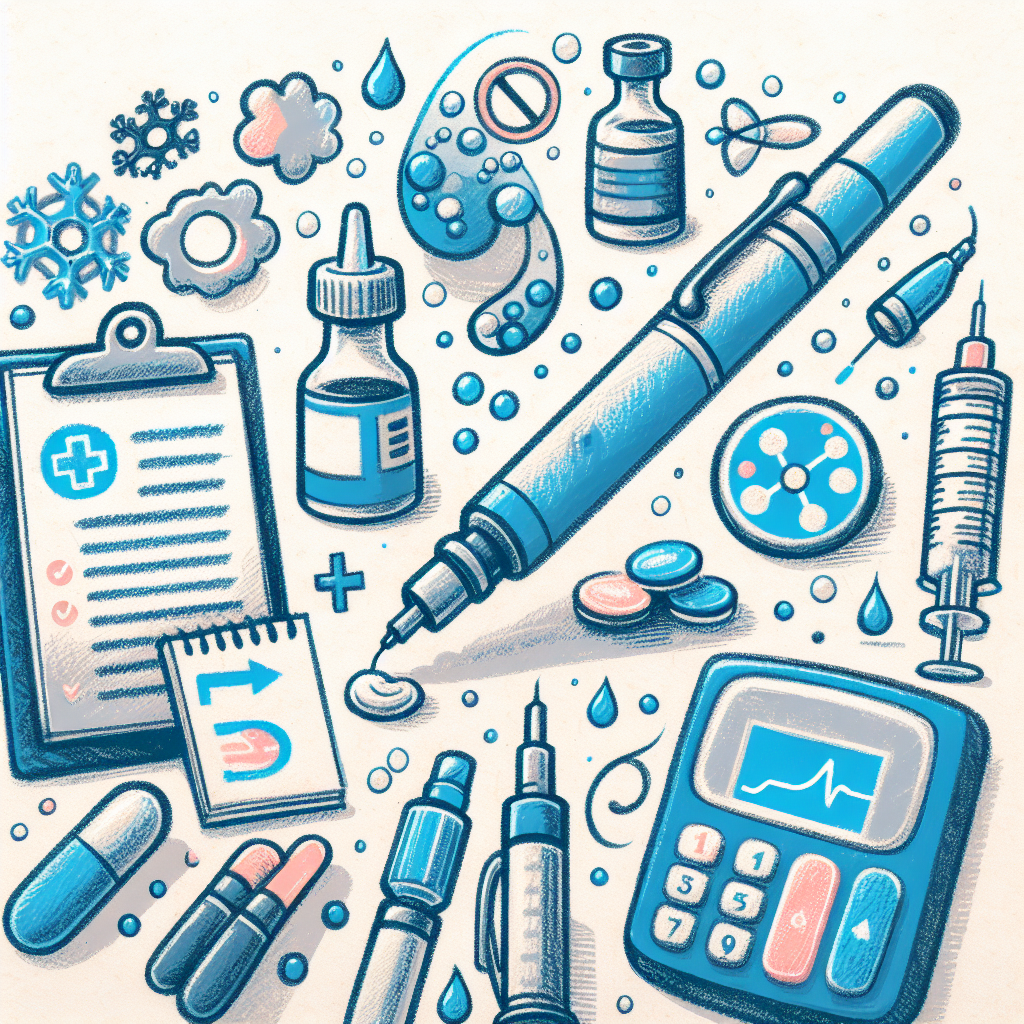 Pastelková ilustrace znázorňující téma: Diabetes