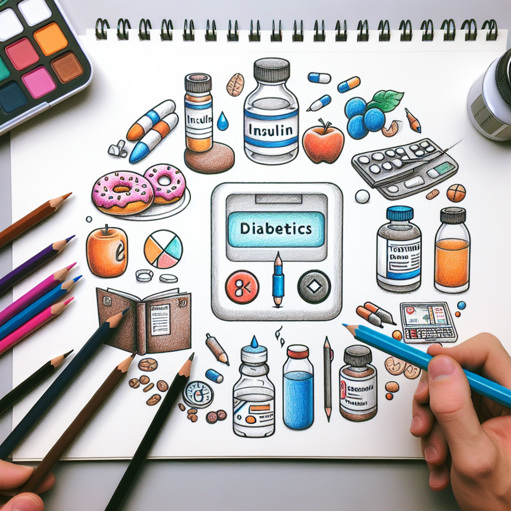 Pastelková ilustrace znázorňující téma: Diabetes