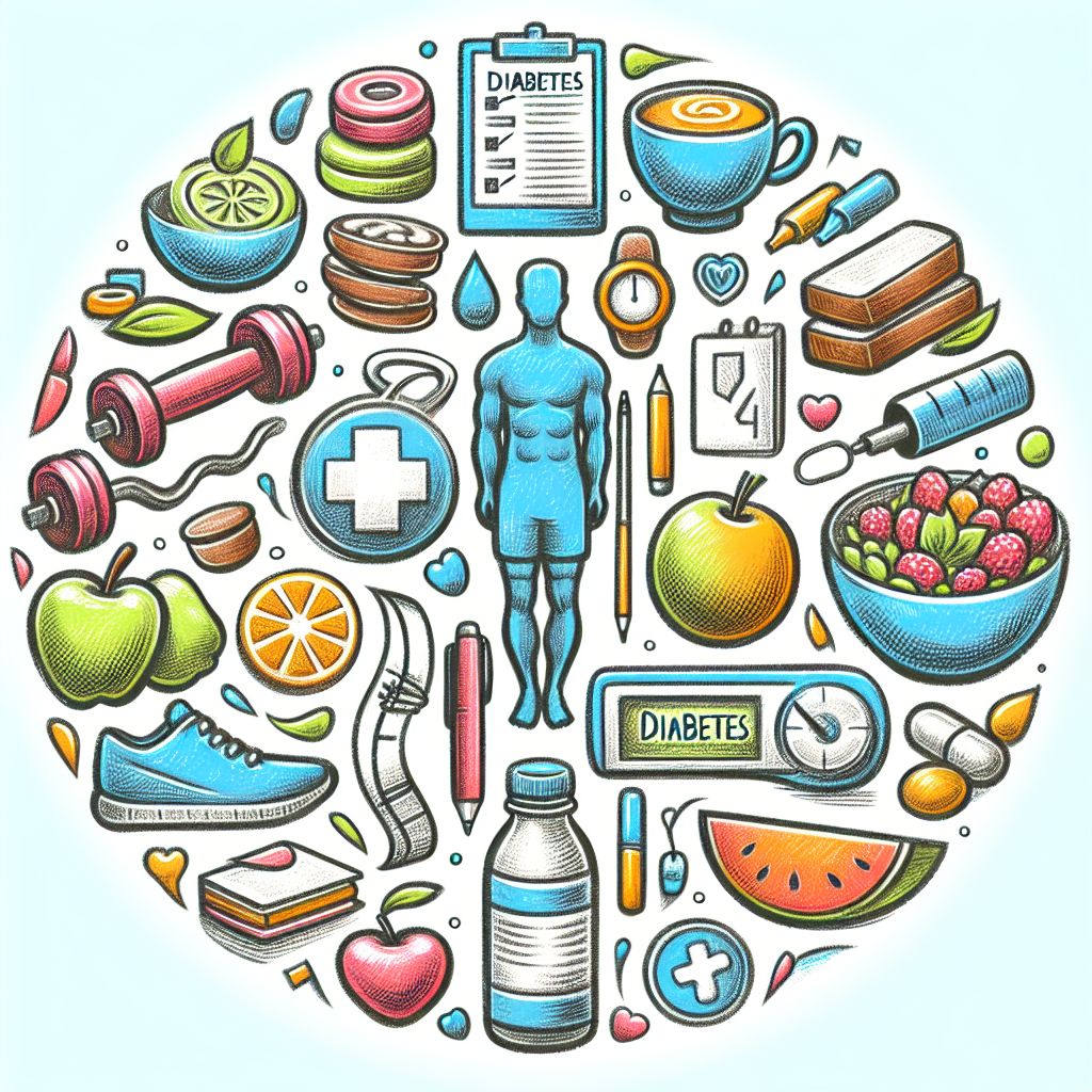 Pastelková ilustrace znázorňující téma: Diabetes