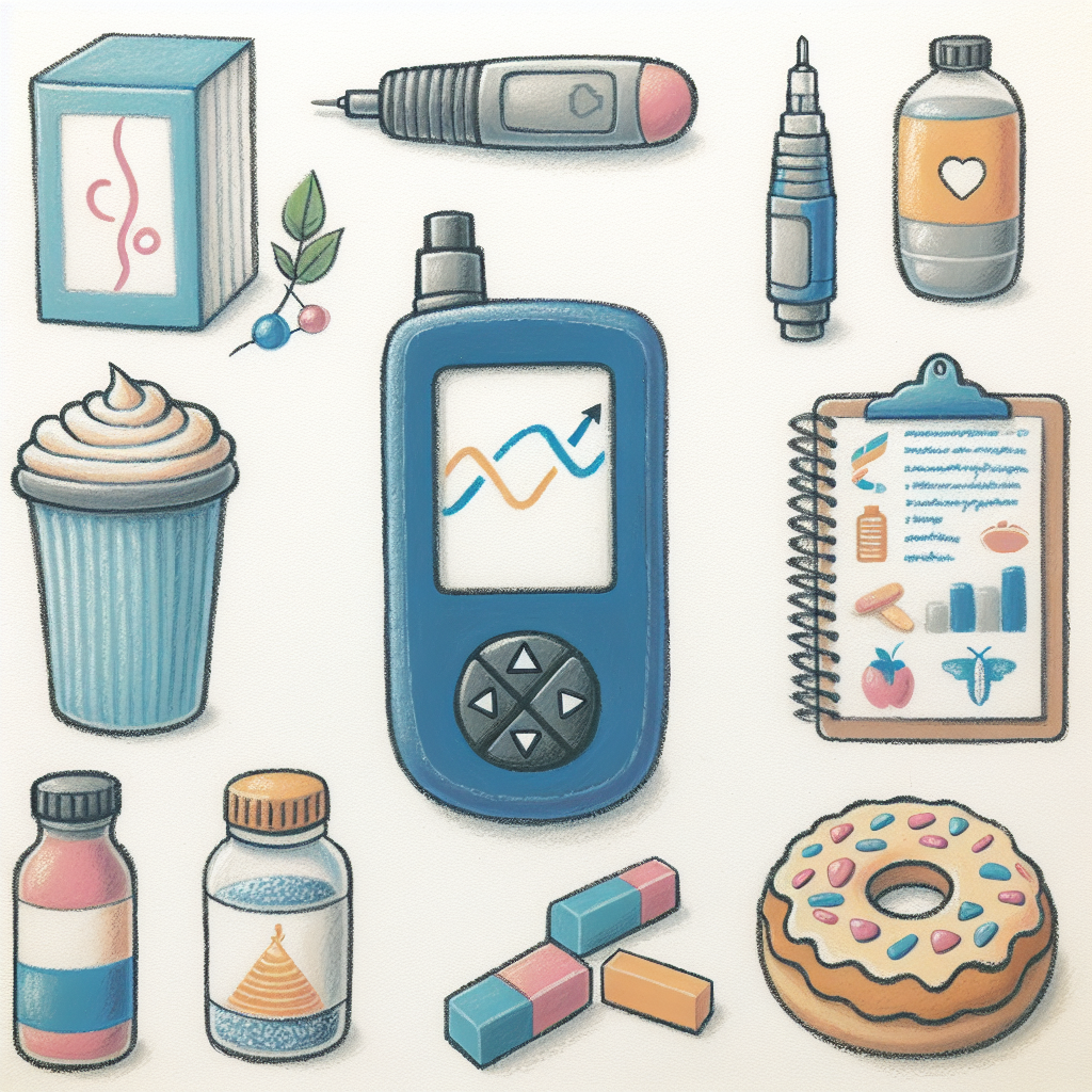 Pastelková ilustrace znázorňující téma: Diabetes